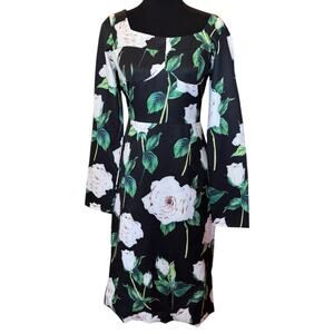 New ~ KAIMILAN ~ Women's Black White Floral Sheath Dress Size 8